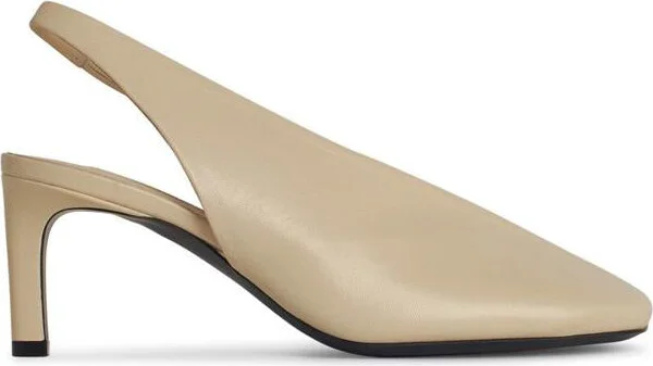 Jil Sander Ivory Leather Slingbacks