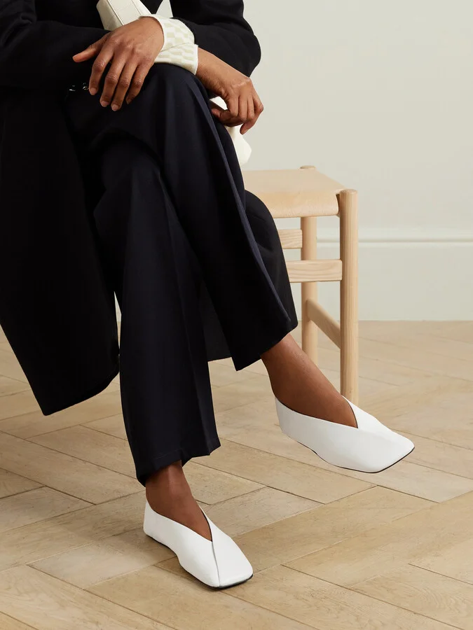Jil Sander - Leather And Suede Ballet Flats - Cream - Image 2