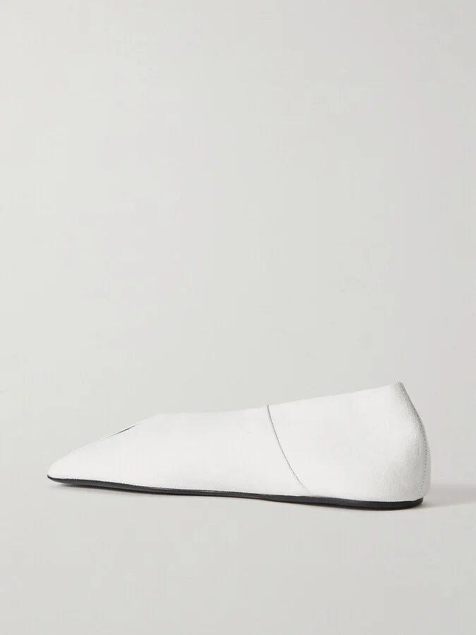 Jil Sander - Leather And Suede Ballet Flats - Cream - Image 3