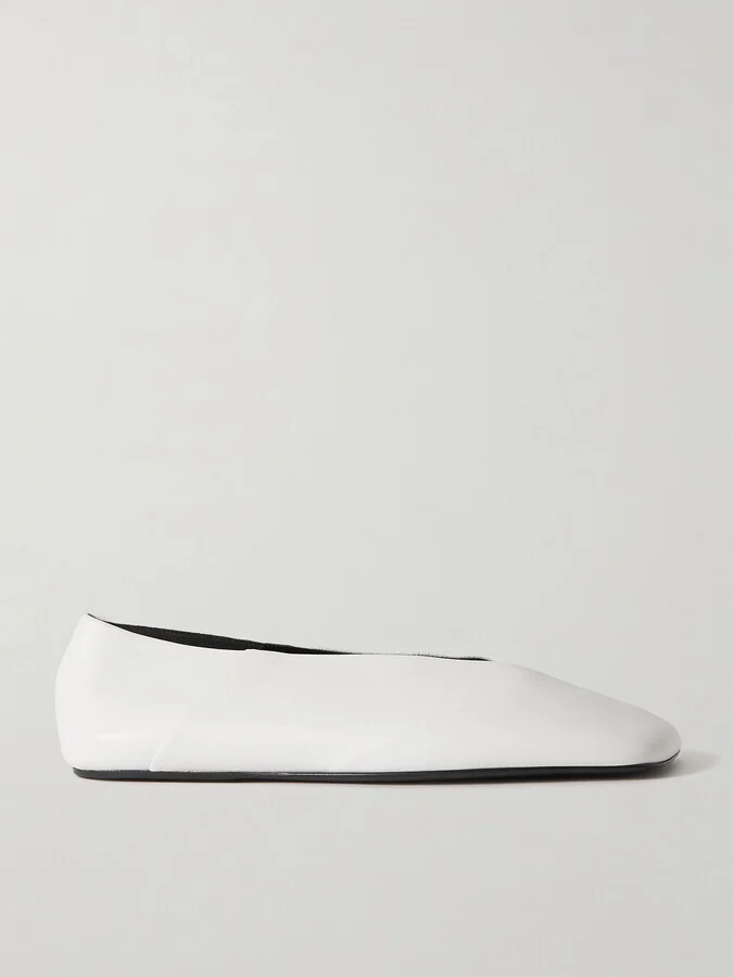Jil Sander - Leather And Suede Ballet Flats - Cream - Image 5