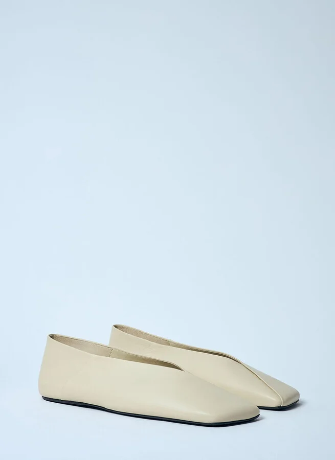 Jil Sander Leather Ballerina Flats - Woman Flats Beige Eu - 36 - Image 2