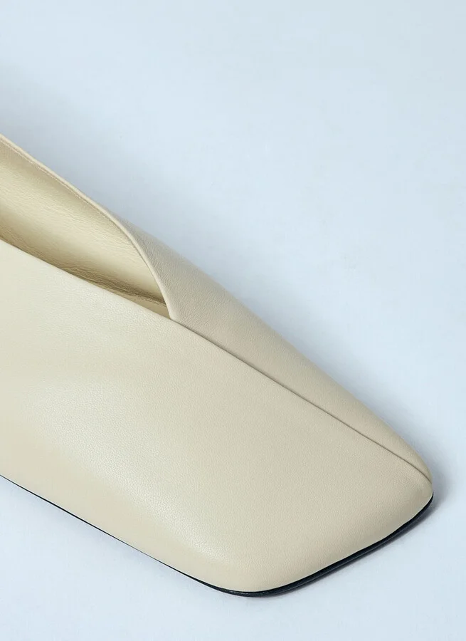 Jil Sander Leather Ballerina Flats - Woman Flats Beige Eu - 36 - Image 3