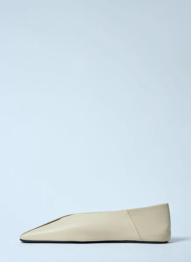 Jil Sander Leather Ballerina Flats - Woman Flats Beige Eu - 36 - Image 4