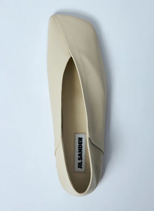 Jil Sander Leather Ballerina Flats - Woman Flats Beige Eu - 36 - Image 5