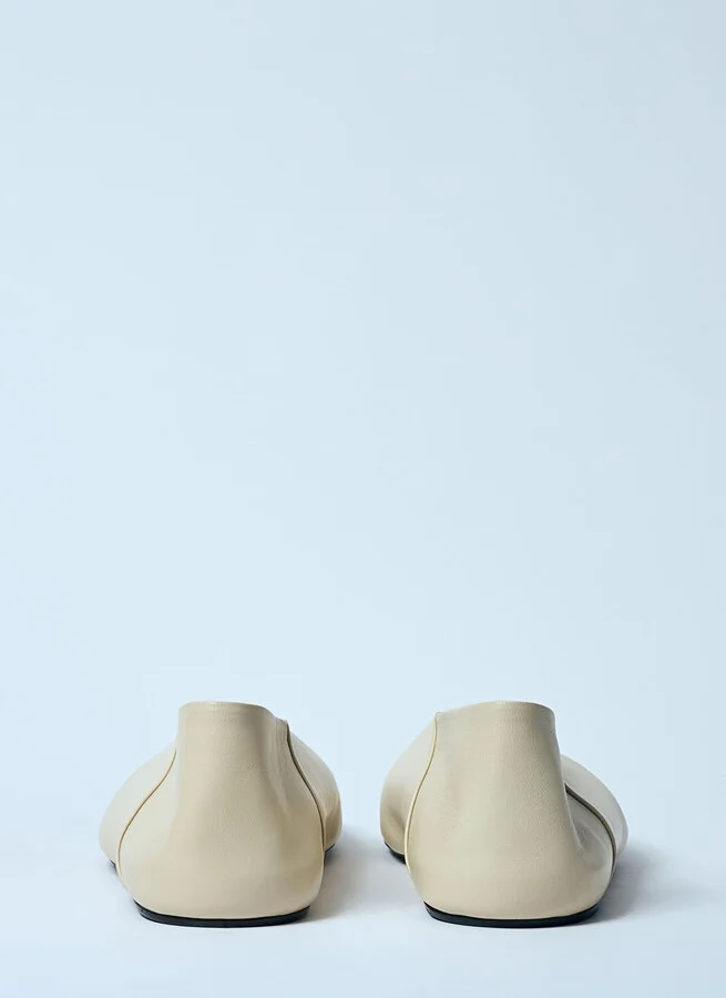 Jil Sander Leather Ballerina Flats - Woman Flats Beige Eu - 36 - Image 6