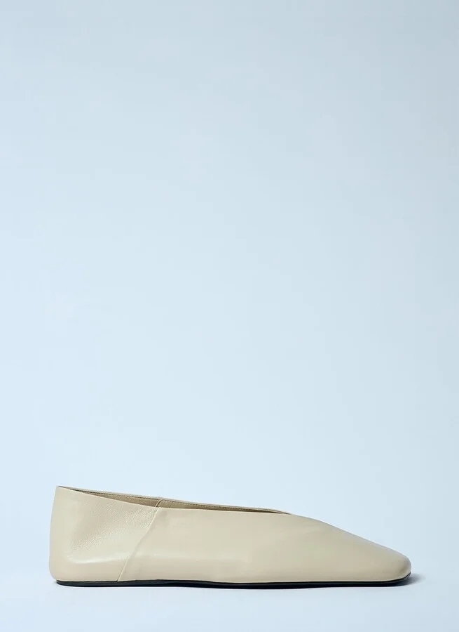 Jil Sander Leather Ballerina Flats - Woman Flats Beige Eu - 36