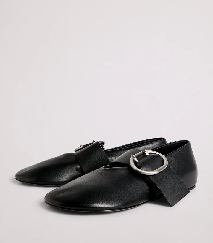 Jil Sander Leather Buckled Ballet Flats - Image 3
