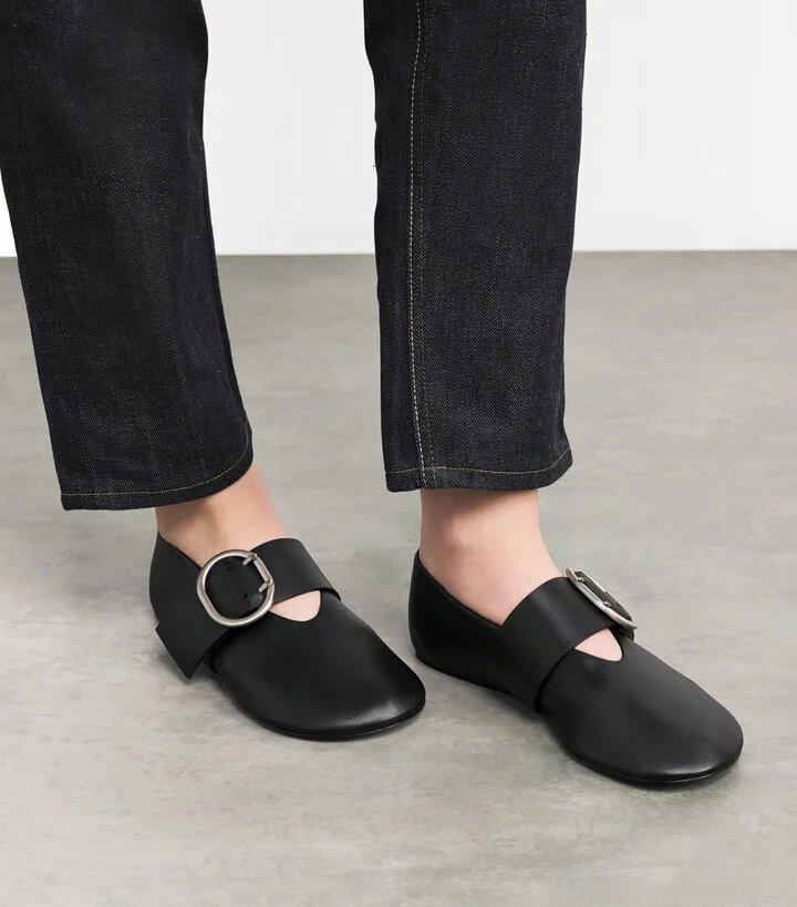 Jil Sander Leather Buckled Ballet Flats - Image 6