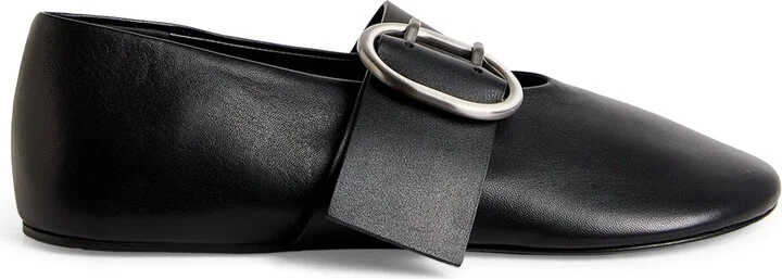 Jil Sander Leather Buckled Ballet Flats
