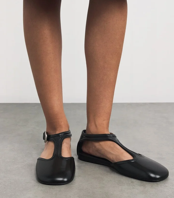Jil Sander Leather Buckled Flats - Image 2