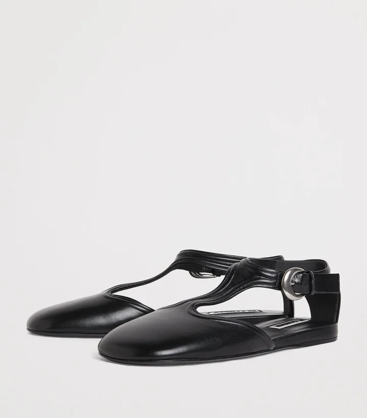 Jil Sander Leather Buckled Flats - Image 3