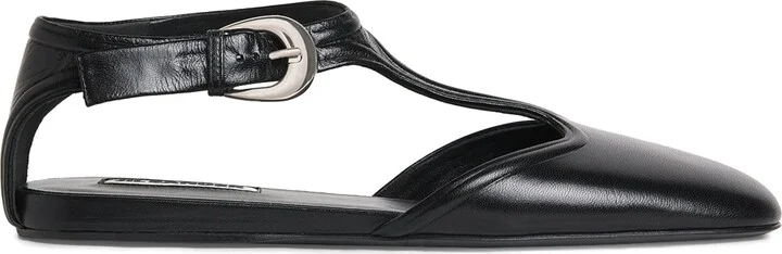 Jil Sander Leather Buckled Flats
