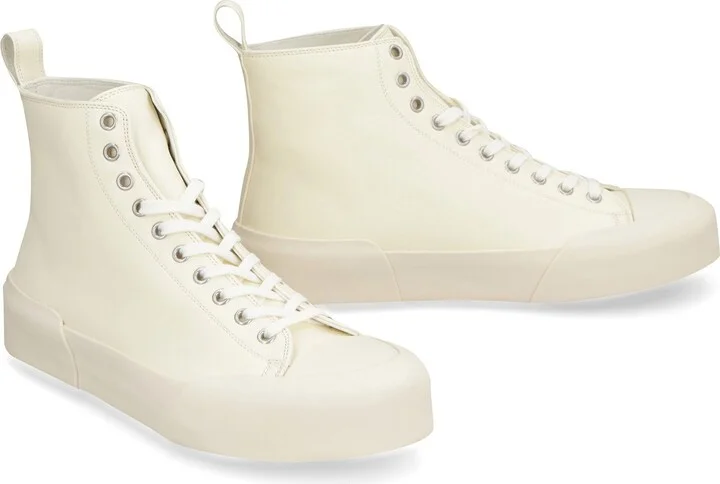 Jil Sander Leather High-Top Sneakers - Image 3