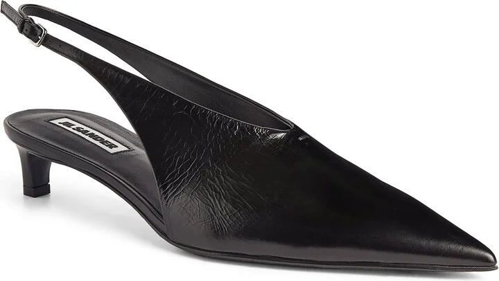 Jil Sander Leather Kitten-Heel Slingbacks 35 - Image 4