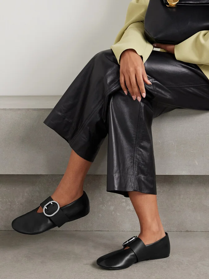 Jil Sander - Leather Mary Jane Ballet Flats - Black - Image 2