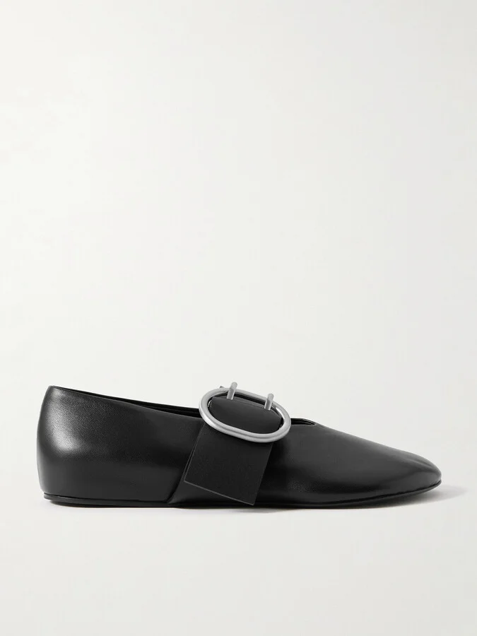 Jil Sander - Leather Mary Jane Ballet Flats - Black