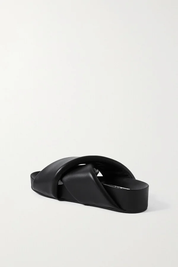 Jil Sander - Leather Platform Slides - Black - Image 3