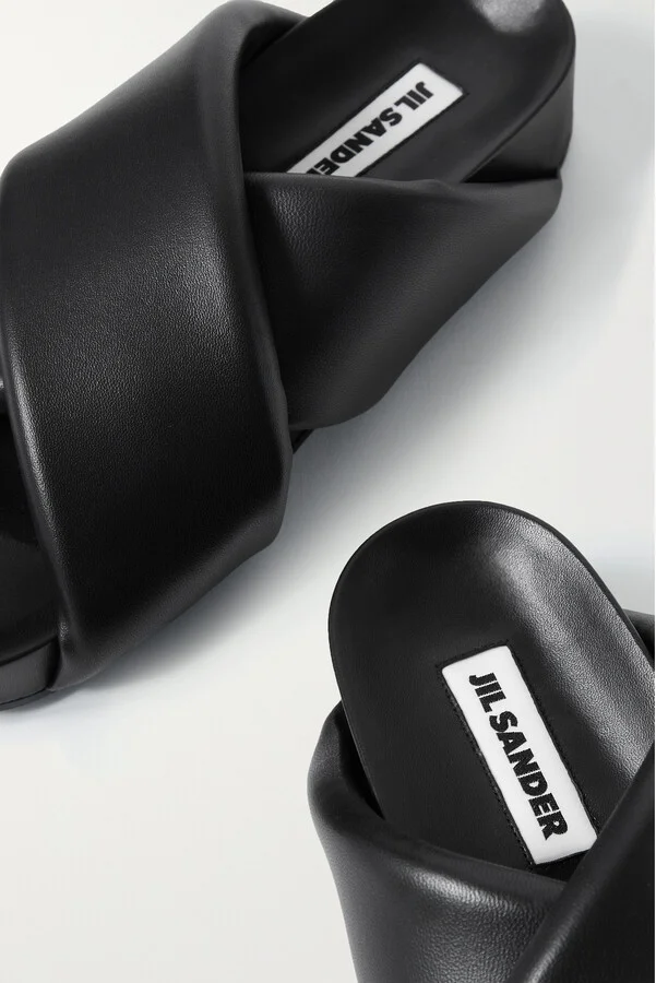 Jil Sander - Leather Platform Slides - Black - Image 4