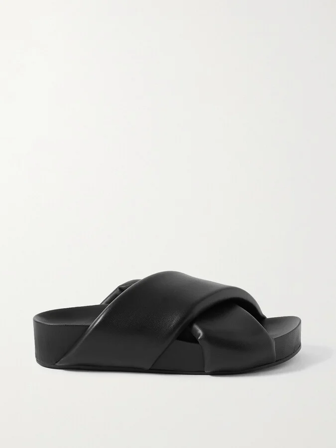 Jil Sander - Leather Platform Slides - Black