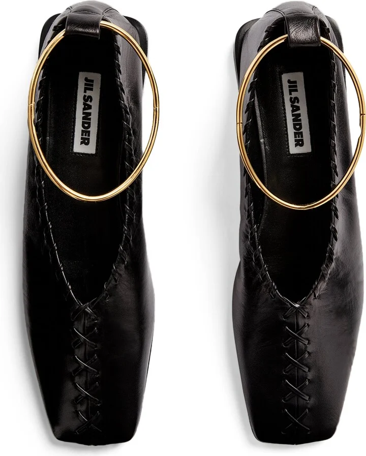Jil Sander Leather Ring Ballet Flats - Image 2