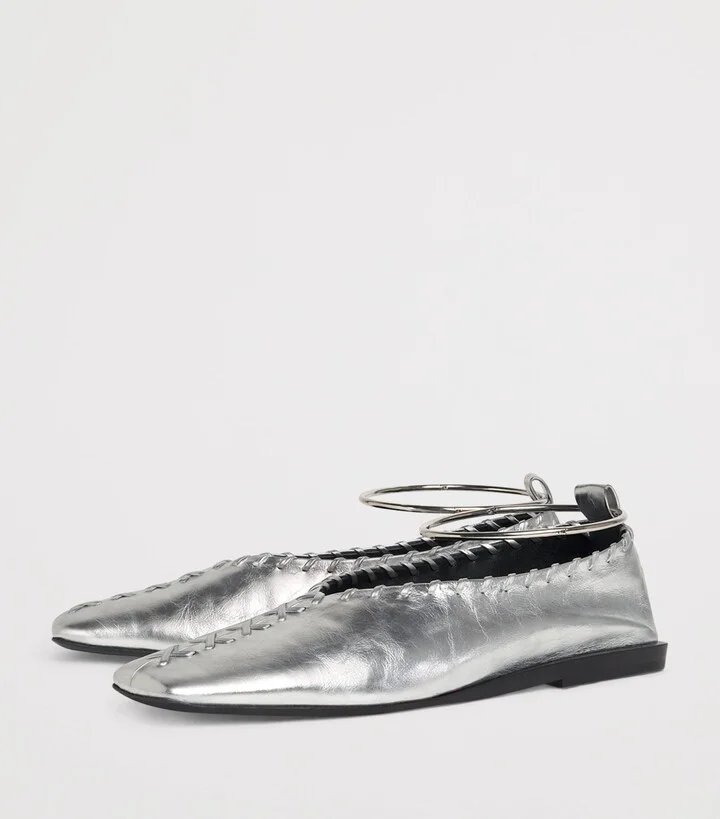 Jil Sander Leather Ring Ballet Flats - Image 3