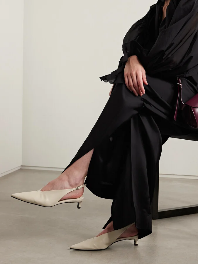 Jil Sander - Leather Slingback Pumps - Off-white - Image 2