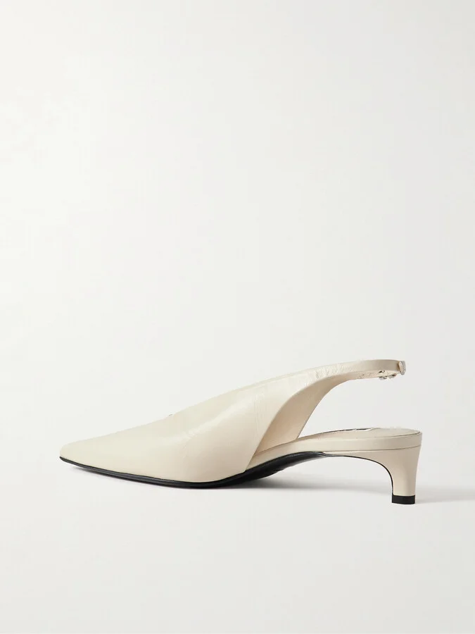 Jil Sander - Leather Slingback Pumps - Off-white - Image 3