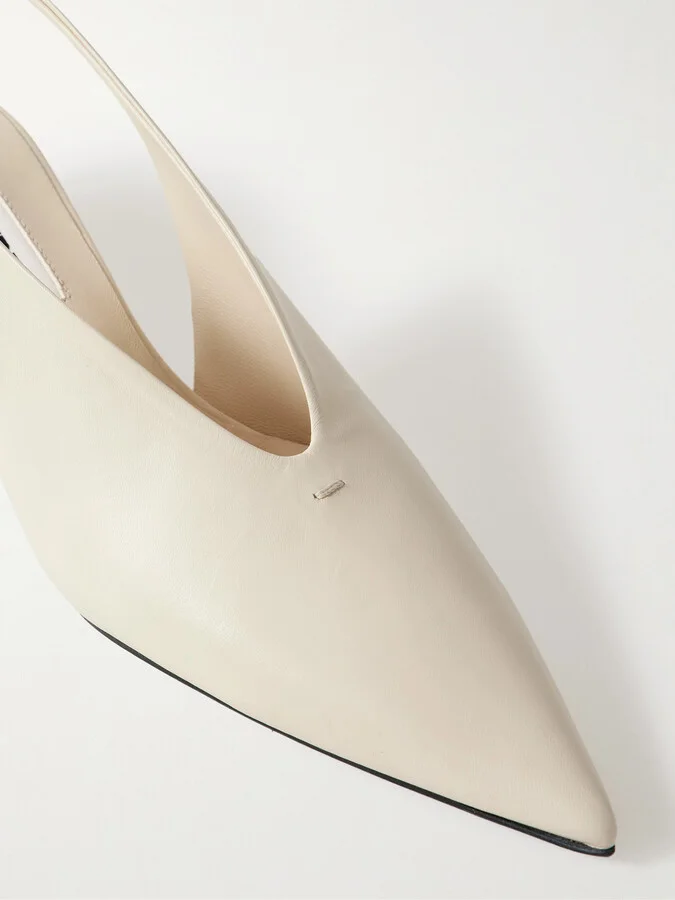 Jil Sander - Leather Slingback Pumps - Off-white - Image 4
