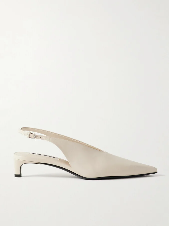 Jil Sander - Leather Slingback Pumps - Off-white