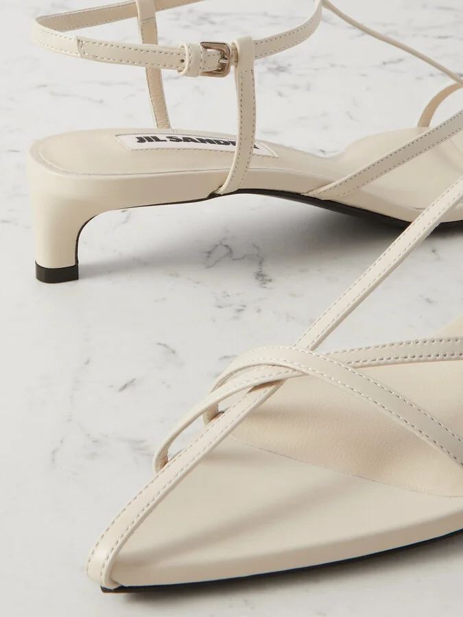 Jil Sander - Leather Slingback Sandals - Cream - Image 4