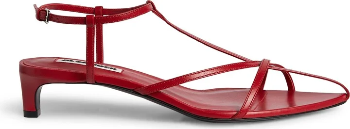 Jil Sander Leather Strappy Heeled Sandals 35