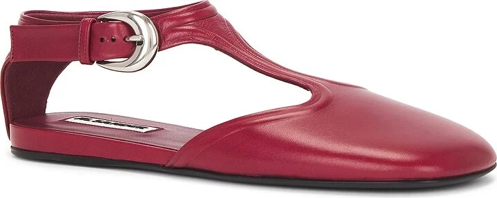 Jil Sander Mary Jane Flat in Red - Image 2