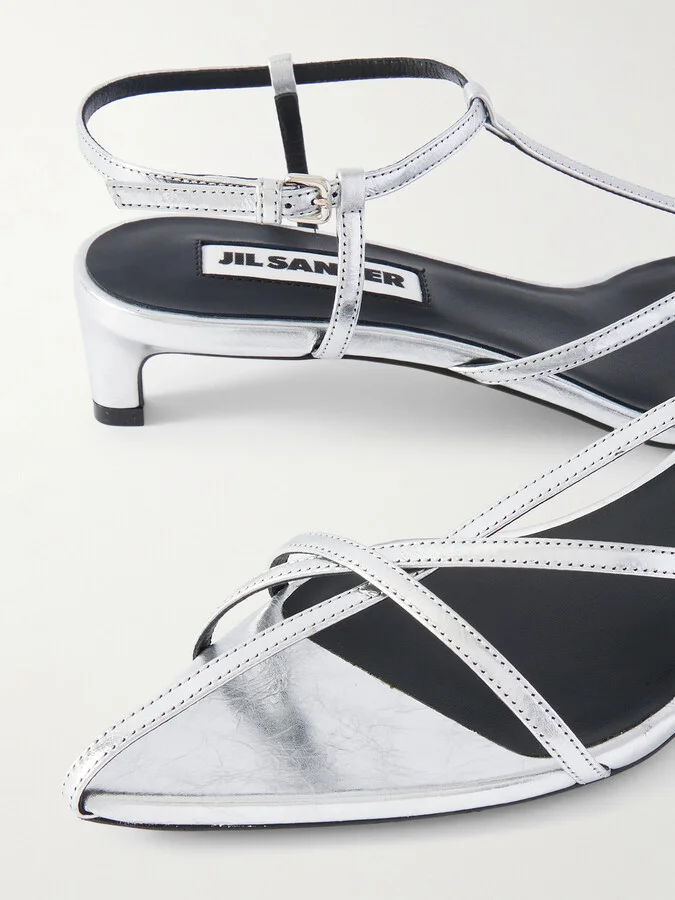 Jil Sander - Metallic Leather Sandals - Silver - Image 4