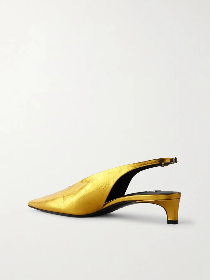 Jil Sander - Metallic-leather Slingback Pumps - Gold - Image 3