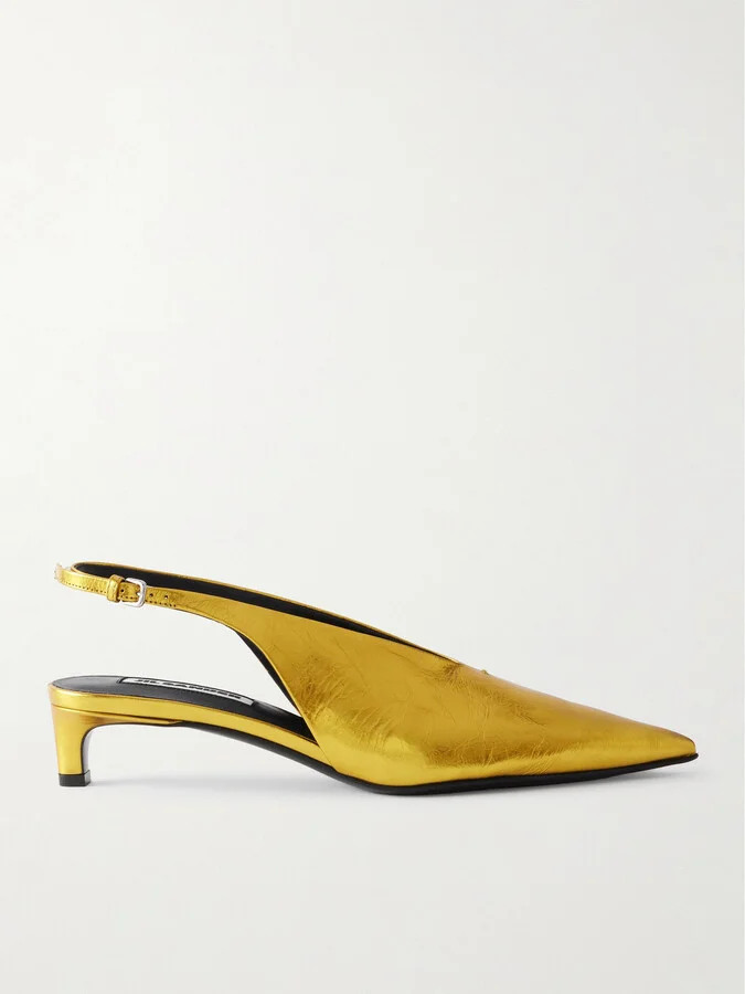 Jil Sander - Metallic-leather Slingback Pumps - Gold