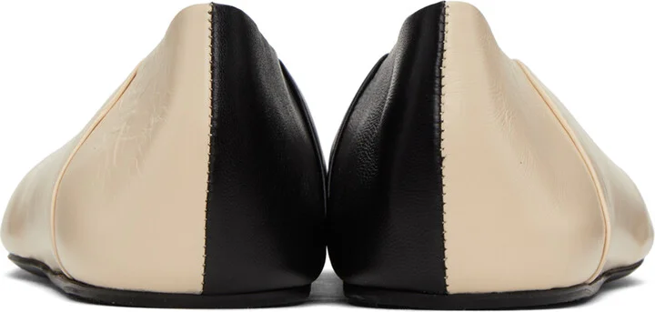 Jil Sander Off-White & Black Square Toe Ballerina Flats - Image 2