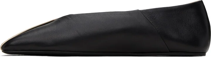 Jil Sander Off-White & Black Square Toe Ballerina Flats - Image 3