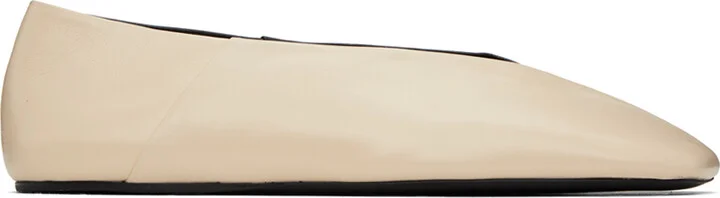 Jil Sander Off-White & Black Square Toe Ballerina Flats