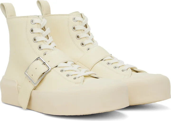 Jil Sander Off-White Buckle Sneakers - Image 4