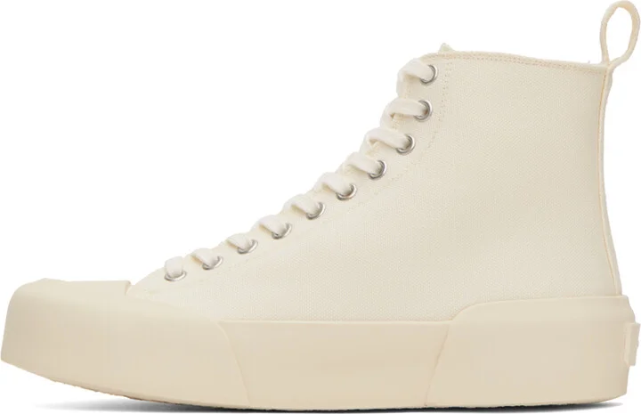 Jil Sander Off-White Cap Toe High-Top Sneakers - Image 3