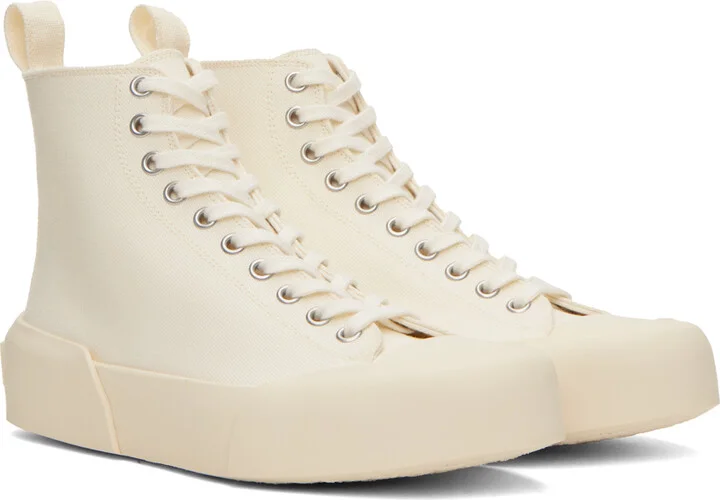 Jil Sander Off-White Cap Toe High-Top Sneakers - Image 4