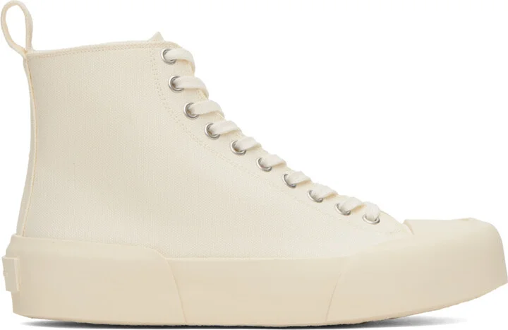 Jil Sander Off-White Cap Toe High-Top Sneakers