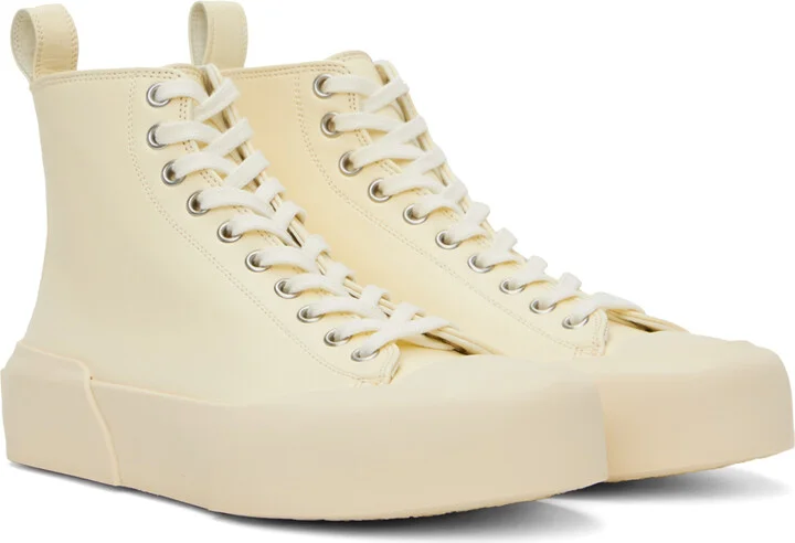 Jil Sander Off-White High-Top Sneakers - Image 4