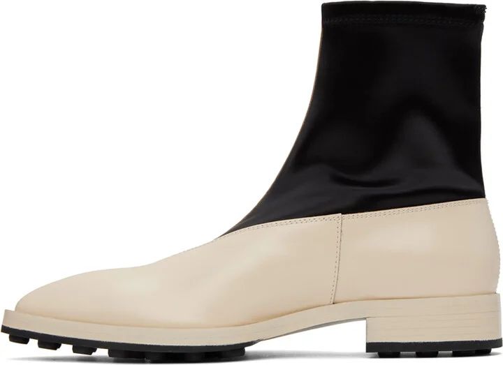 Jil Sander Off-White Leather Ankle Boots - Image 3