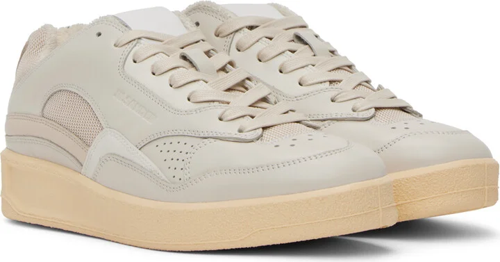 Jil Sander Off-White Perforated Sneakers - Image 4