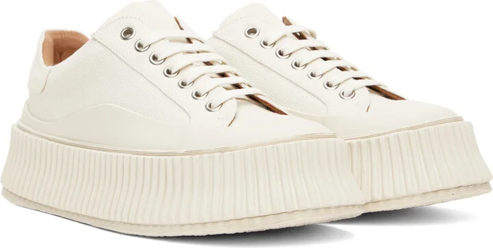 Jil Sander Off-White Platform Sneakers - Image 4