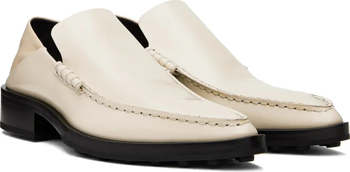 Jil Sander Off-White Pointed Toe Loafers - Image 4