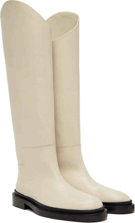 Jil Sander Off-White Riding Tall Boots - Image 4