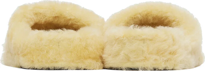 Jil Sander Off-White Shearling Slippers - Image 2