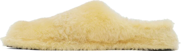 Jil Sander Off-White Shearling Slippers - Image 3